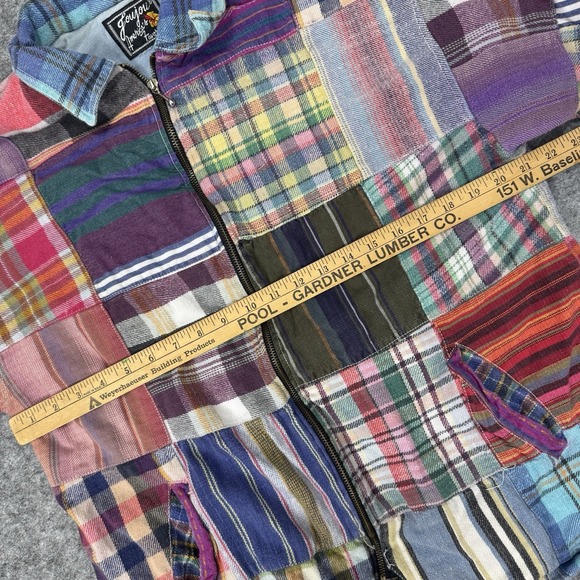 *FLAWS READ Jou Jou Womens Jacket Plaid Flannel Patchwork Zip Up ~Medium 90s Vtg - Picture 11 of 11